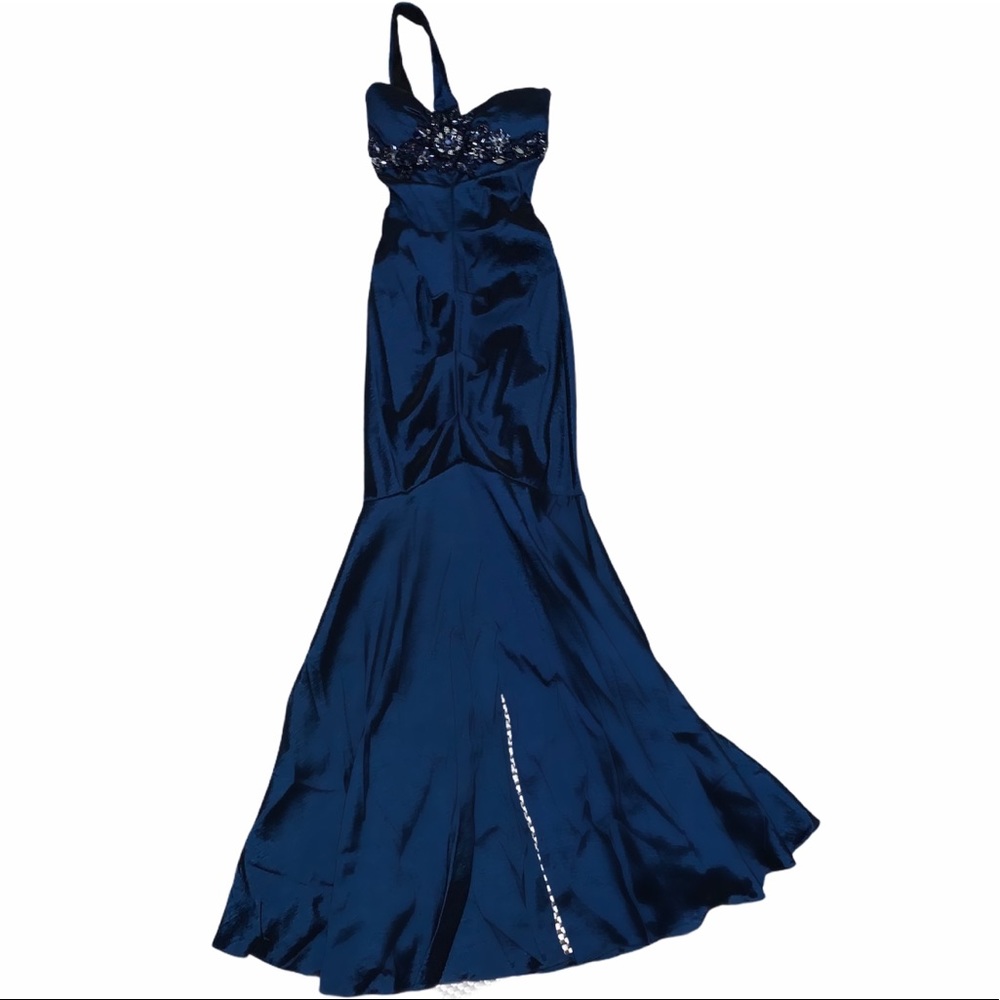 “XSCAPE” navy blue gown